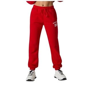 Refuge Red Track Pants with Elastic Waistband and Cuffs